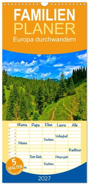 Familienplaner 2027 - Europa durchwandern mit 5 Spalten (Wandkalender, 21 x 45 cm) CALVENDO - Lost Plastron Pictures