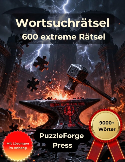 Wortsuchrätsel - 600 extreme Rätsel - PuzzleForge(TM) Press