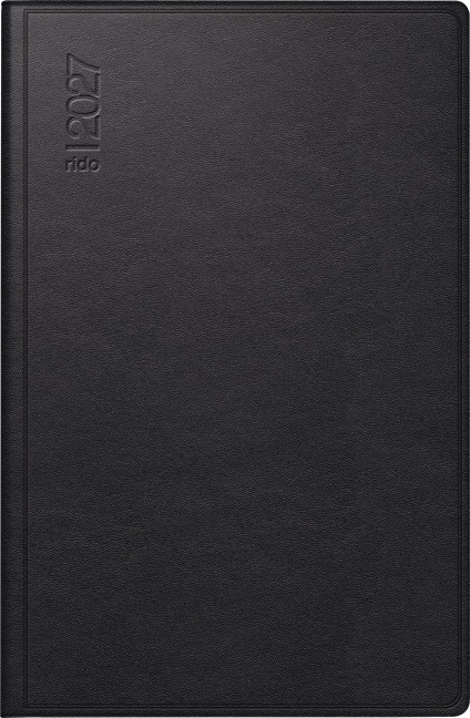rido/idé 7016288907 Taschenkalender Mod. Industrie II 2027 A7, Leder, schwarz - 
