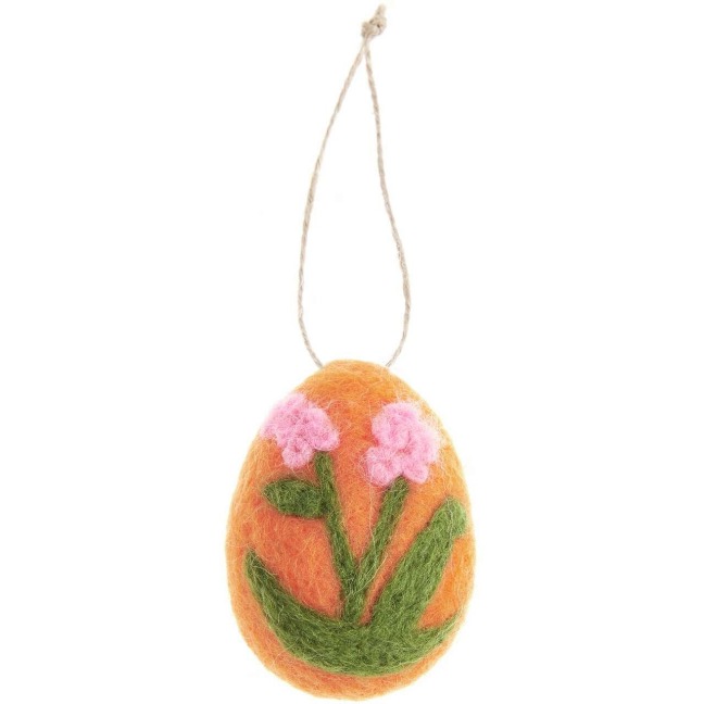Aufhänger Filz-Ei Hyazinthe, Orange, 6 x Ø 4,5cm - 