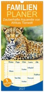 Cover-Bild zum Titel 'Familienplaner 2027 - Zauberhafte Aquarelle von Afrikas Tierwelt mit 5 Spalten (Wandkalender, 21 x 45 cm) CALVENDO' von 'Claudia Kleemann'