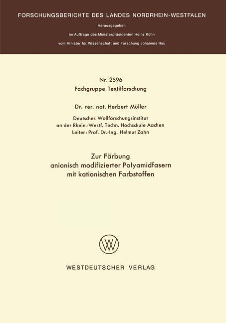 Zur Färbung anionisch modifizierter Polyamidfasern mit kationischen Farbstoffen - Herbert Müller