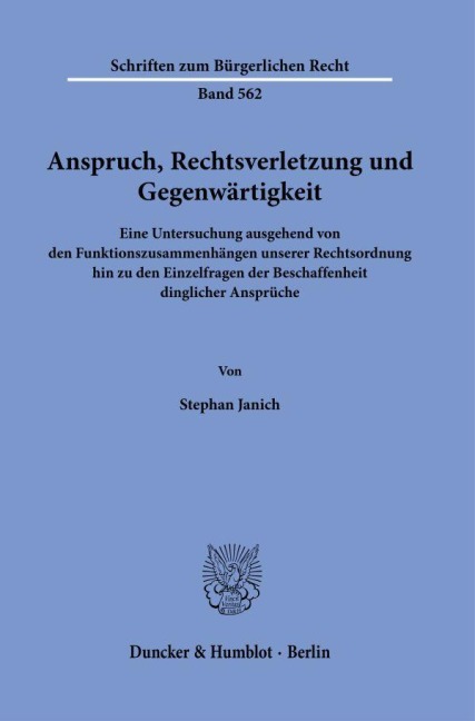 Anspruch, Rechtsverletzung und Gegenwärtigkeit - Stephan Janich