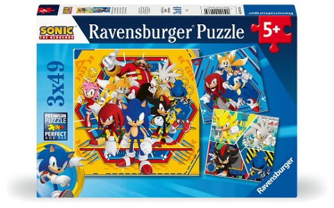 Kinderpuzzle 3x49 Teile - Sonic the Hedgehog - Die Abenteuer von Sonic - 