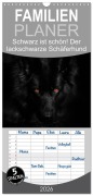 Cover-Bild zum Titel 'Familienplaner 2026 - Schwarz ist schön! Der lackschwarze altdeutsche Schäferhund mit 5 Spalten (Wandkalender, 21 x 45 cm) CALVENDO' von 'Rena Werz'