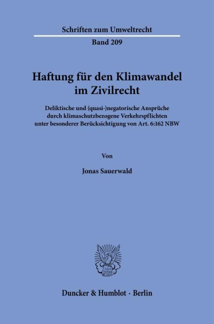 Haftung für den Klimawandel im Zivilrecht - Jonas Sauerwald