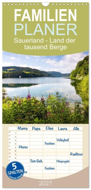 Familienplaner 2027 - Sauerland - Land der tausend Berge mit 5 Spalten (Wandkalender, 21 x 45 cm) CALVENDO - Heidi Bücker