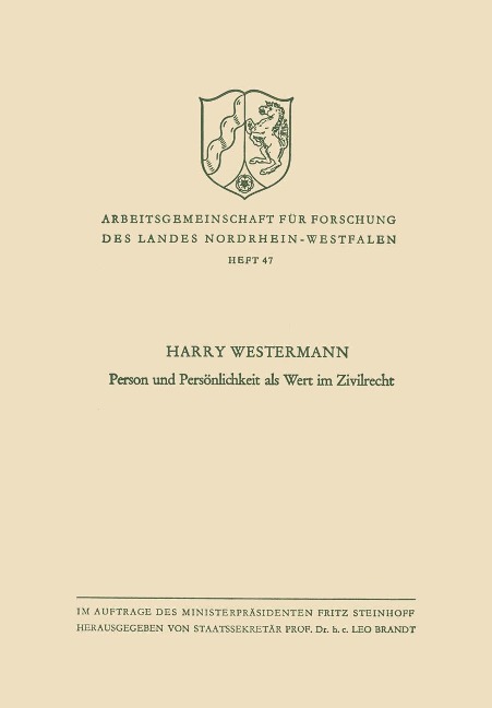 Person und Persönlichkeit als Wert im Zivilrecht - Harry Westermann