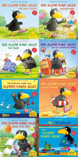 Pixi-8er-Set 193: Der kleine Rabe Socke mit Stickern (8x1 Exemplar) - Nele Moost