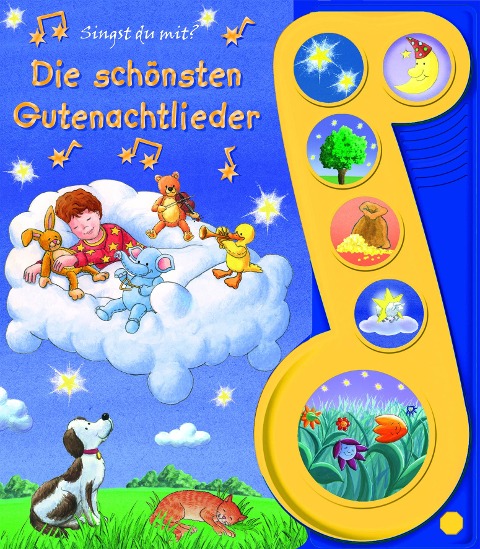 Die schönsten Gutenachtlieder - Liederbuch mit Sound -Pappbilderbuch mit 6 Melodien für Kinder ab 3 Jahren - 