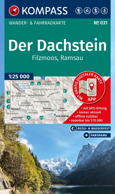 KOMPASS Wanderkarte 031 Der Dachstein, Ramsau, Filzmoos 1:25.000 - 