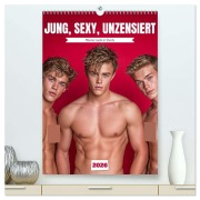 Cover-Bild zum Titel 'JUNG, SEXY, UNZENSIERT - Männer nackt in Shorts (hochwertiger Premium Wandkalender 2026 DIN A2 hoch), Kunstdruck in Hochglanz' von ''