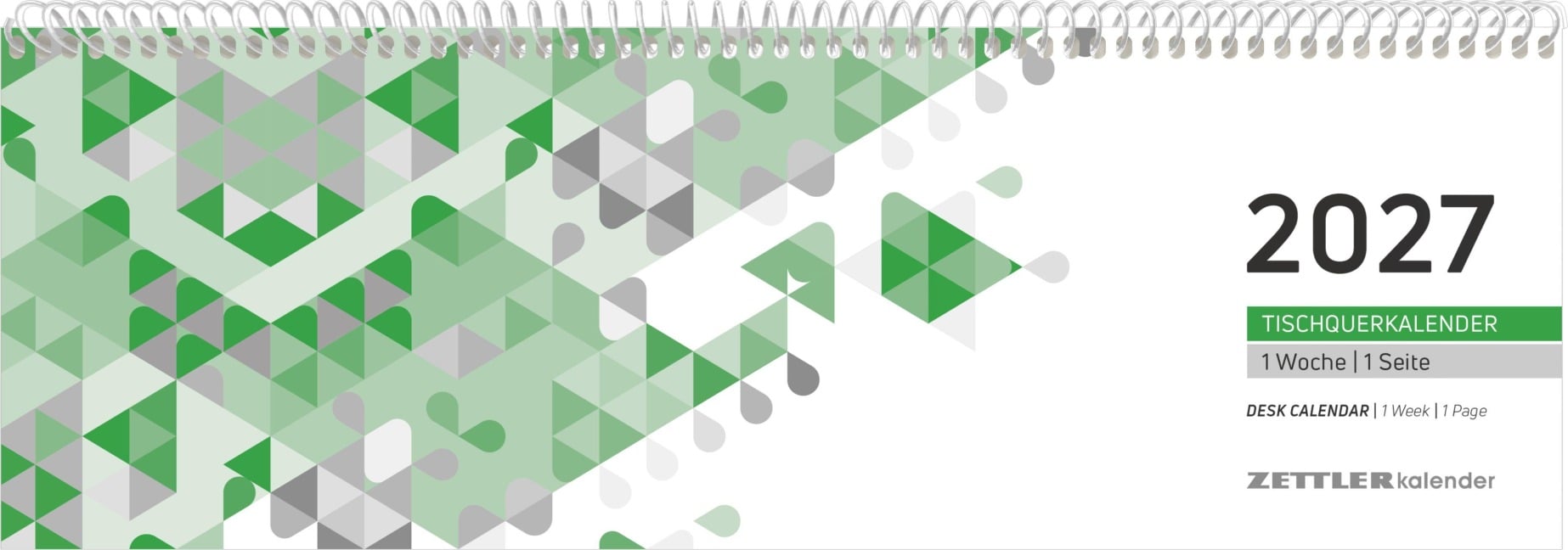 Tischquerkalender 1W/1S grün 2027 - 
