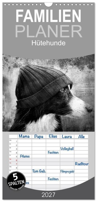 Familienplaner 2027 - Hütehunde mit 5 Spalten (Wandkalender, 21 x 45 cm) CALVENDO - Hermann Greiling