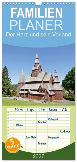 Familienplaner 2027 - Der Harz und sein Vorland mit 5 Spalten (Wandkalender, 21 x 45 cm) CALVENDO - Siegfried Kuttig
