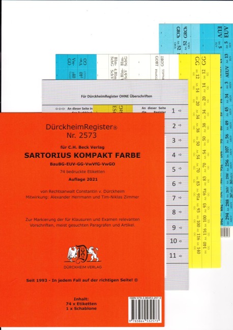 DürckheimRegister® SARTORIUS KOMPAKT-Farbe (2020) Gesetze und §§ - 