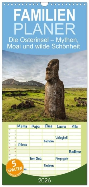 Familienplaner 2026 - Die Osterinsel - Mythen, Moai und wilde Schönheit mit 5 Spalten (Wandkalender, 21 x 45 cm) CALVENDO - Mlenny Photography : Alexander Hafemann