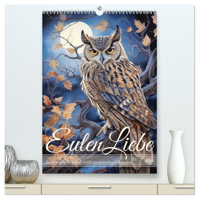 Eulenliebe (hochwertiger Premium Wandkalender 2026 DIN A2 hoch), Kunstdruck in Hochglanz - Sabine Löwer