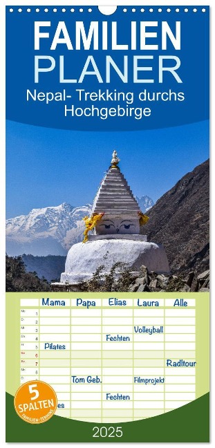 Familienplaner 2025 - Nepal- Trekking durchs Hochgebirge mit 5 Spalten (Wandkalender, 21 x 45 cm) CALVENDO - Holger Weigelt