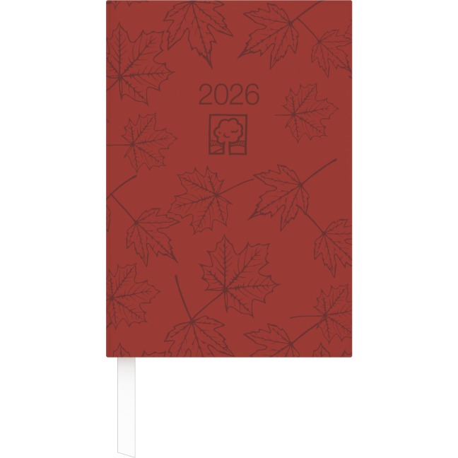 Wochenbuch rot 2026 - Bürokalender 14,6x21 cm - 1 Woche auf 2 Seiten - 128 Seiten - Notizbuch - Blauer Engel - 766-0711 - 