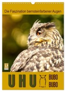 Cover-Bild zum Titel 'Uhu, die Faszination bernsteinfarbener Augen (Wandkalender 2027 DIN A3 hoch), CALVENDO Monatskalender' von 'Sabine Löwer'