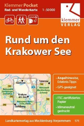 Klemmer Pocket Rad- und Wanderkarte Rund um den Krakower See 1 : 50 000 - 
