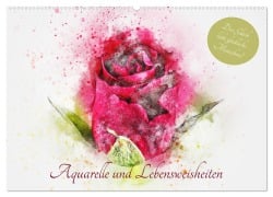 Cover-Bild zum Titel 'Aquarelle und Lebensweisheiten (Wandkalender 2026 DIN A2 quer), CALVENDO Monatskalender' von 'Rose Hurley'