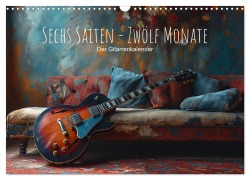 Cover-Bild zum Titel 'Sechs Saiten, Zwölf Monate - Der Gitarrenkalender (Wandkalender 2026 DIN A3 quer), CALVENDO Monatskalender' von 'Artefacti Artefacti'
