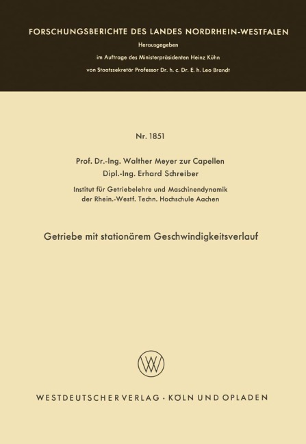 Getriebe mit stationärem Geschwindigkeitsverlauf - Walther Meyer Zur Capellen