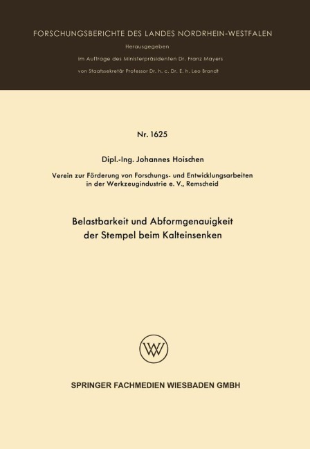 Belastbarkeit und Abformgenauigkeit der Stempel beim Kalteinsenken - Johannes Hoischen