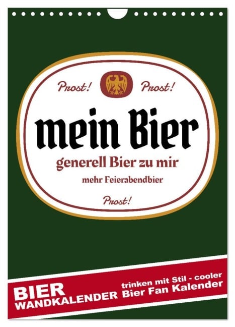 BIER Wandkalender -Trinken mit Stil (Wandkalender 2026 DIN A4 hoch), CALVENDO Monatskalender - Steckandose Dmr