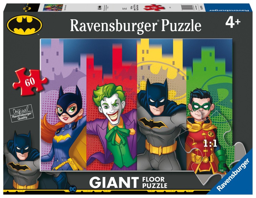 Ravensburger Kinderpuzzle 03070 - Batgirl, Joker, Batman, Robin - Bodenpuzzle mit 60 großen Puzzleteilen, für kleine Batman-Fans ab 4 Jahren - 
