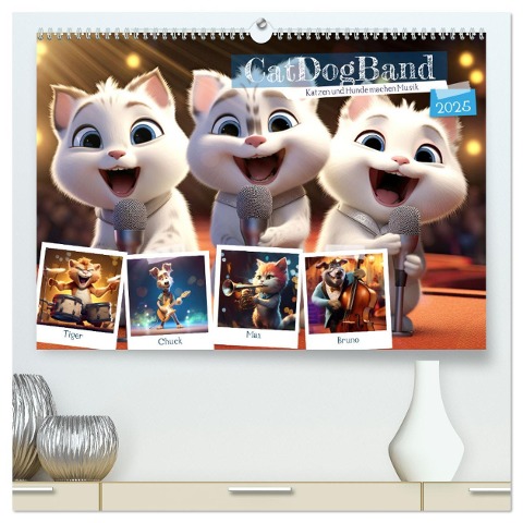 CatDogBand (hochwertiger Premium Wandkalender 2025 DIN A2 quer), Kunstdruck in Hochglanz - Sabine Löwer