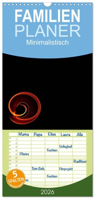 Familienplaner 2026 - Minimalistisch mit 5 Spalten (Wandkalender, 21 x 45 cm) CALVENDO - Heike Hultsch