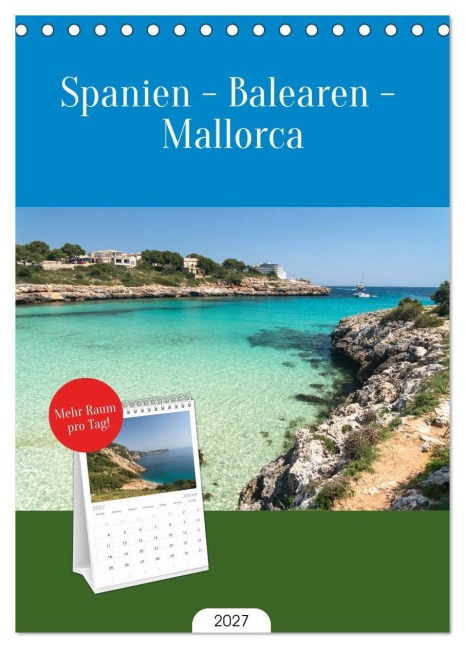 Tischplaner 2027 - Spanien - Balearen - Mallorca (A5 Tischkalender zum Aufstellen) CALVENDO - Peter Schickert