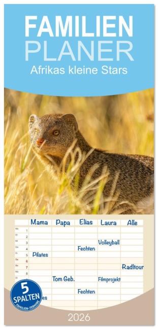 Familienplaner 2026 - Afrikas kleine Stars mit 5 Spalten (Wandkalender, 21 x 45 cm) CALVENDO - 