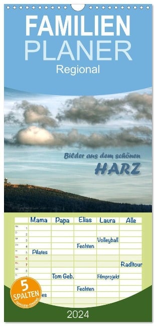 Familienplaner 2024 - Bilder aus dem schönen Harz mit 5 Spalten (Wandkalender, 21 x 45 cm) CALVENDO - Michael Weiß