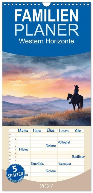 Familienplaner 2027 - Western Horizonte mit 5 Spalten (Wandkalender, 21 x 45 cm) CALVENDO - Ally Bee