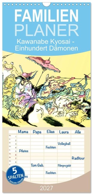 Familienplaner 2027 - Kawanabe Kyosai - Einhundert Dämonen mit 5 Spalten (Wandkalender, 21 x 45 cm) CALVENDO - Timearts Kunstkalender