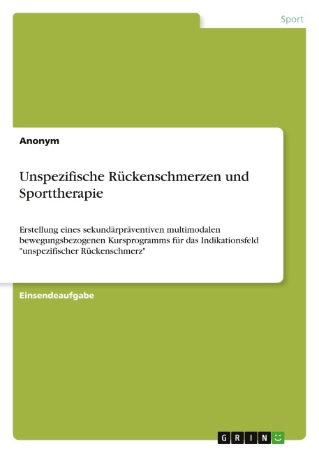Unspezifische Rückenschmerzen und Sporttherapie - Anonymous