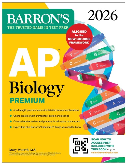 AP Biology Premium, 2026: Prep Book with 6 Practice Tests + Comprehensive Review + Online Practice - Barron's Educational Series, Mary Wuerth
