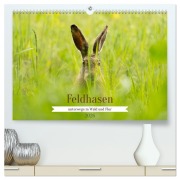 Feldhasen unterwegs in Wald und Flur (hochwertiger Premium Wandkalender 2026 DIN A2 quer), Kunstdruck in Hochglanz - Angela Merk