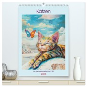 Katzen im expressionistischen Stil (hochwertiger Premium Wandkalender 2026 DIN A2 hoch), Kunstdruck in Hochglanz - Liselotte Brunner-Klaus