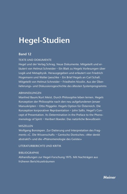 Hegel-Studien / Hegel-Studien Band 12 (1977) - 