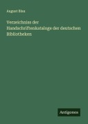 Cover-Bild zum Titel 'Verzeichniss der Handschriftenkataloge der deutschen Bibliotheken' von 'August Blau'