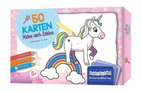 Cover-Bild zum Titel '50 Karten Malen nach Zahlen - Regenbogenwelt' von ''
