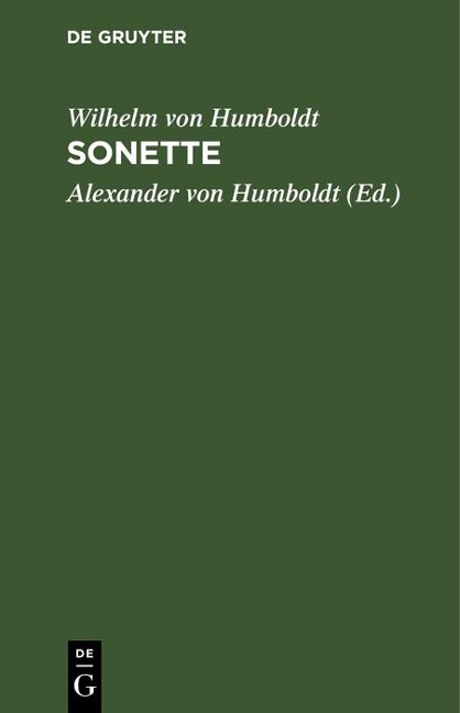 Sonette - Wilhelm Von Humboldt