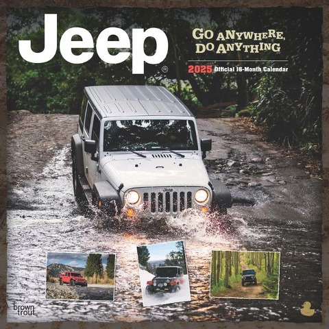Jeep Official 2025 12 X 24 Inch Monthly Square Wall Calendar Plastic-Free - Browntrout