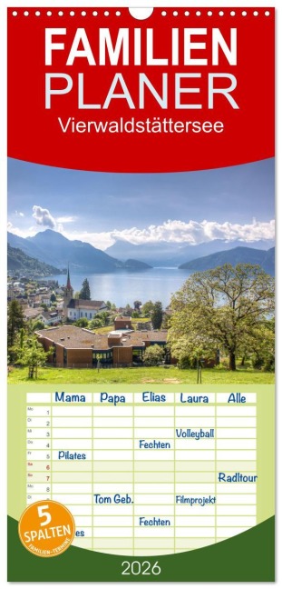 Familienplaner 2026 - Vierwaldstättersee mit 5 Spalten (Wandkalender, 21 x 45 cm) CALVENDO - Saschahaas Photography
