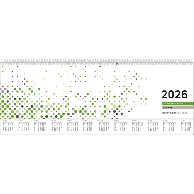 Tischquer-Kalender 2026 36,2x13,6 - 1W/2S grün/weißes Papier - verlängerte Rückwand - grün - Bürokalender 36,2x13,6 - 1 Woche 2 Seiten - Stundeneinteilung 7-20 Uhr - 137-0013-1 -  Tischquer-Kalender 2026 36,2x13,6 - 1W/2S grün/weißes Papier - verlängerte Rückwand - grün - Bürokalender 36,2x13,6 - 1 Woche 2 Seiten - Stundeneinteilung 7-20 Uhr - 137-0013-1 -